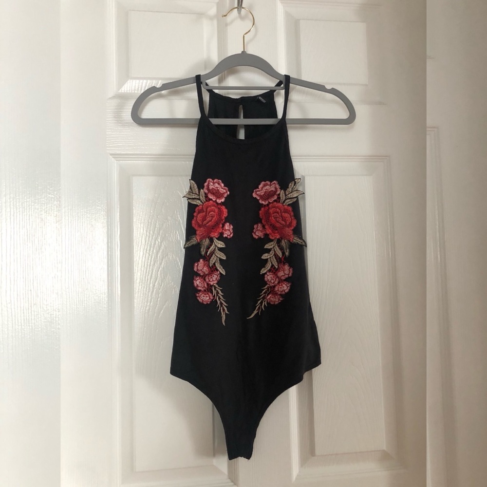 Embroidered High Neck Bodysuit